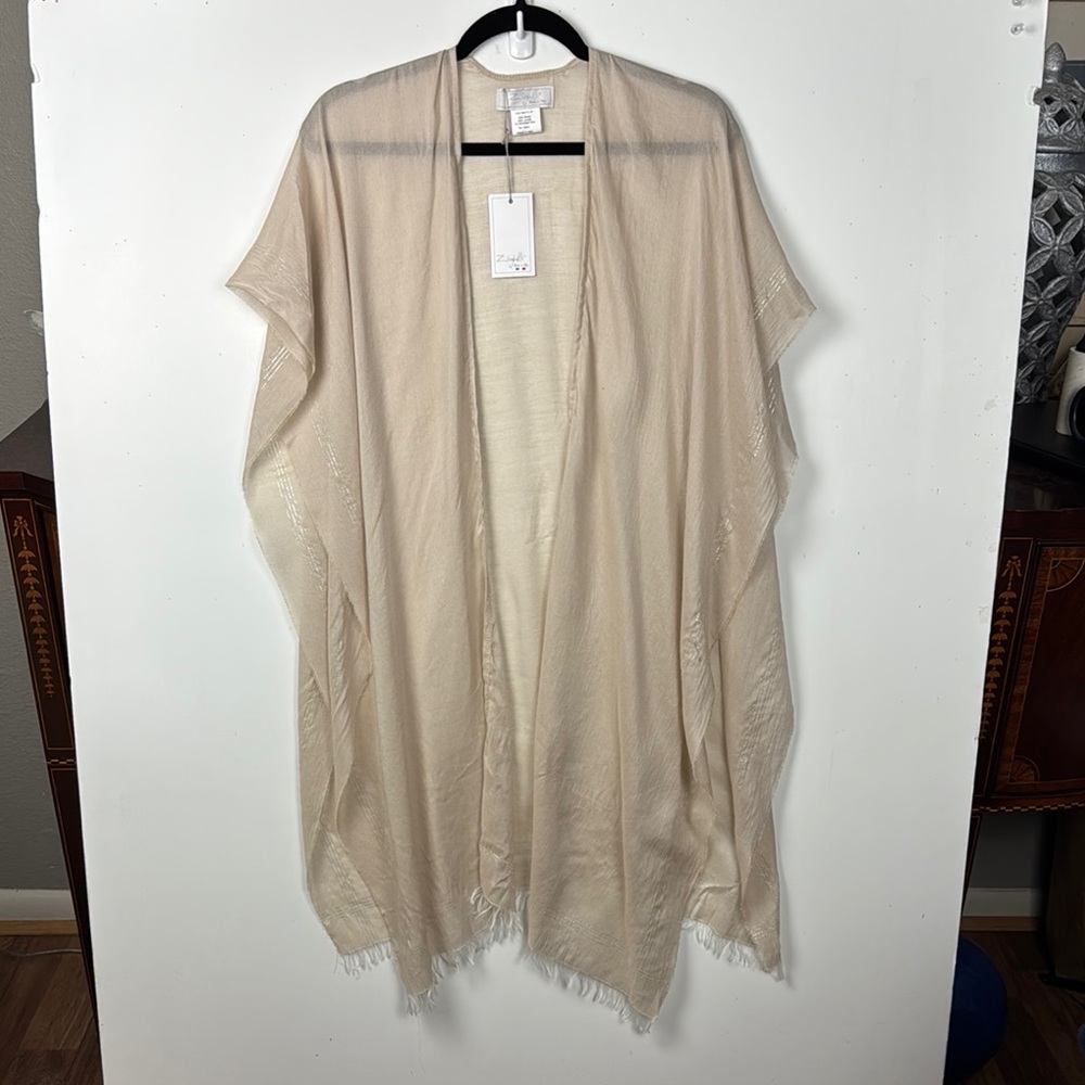 ZIGHILLI ITALIAN Cream & Silver Accent Thread Ladies Tunic NWT OSFM Boho Coverup